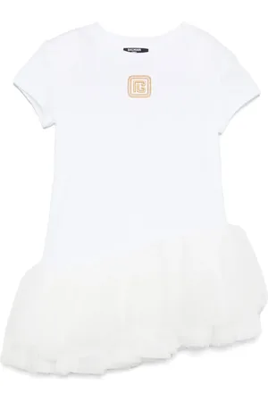 Balmain Logo-embroidered asymmetric dress