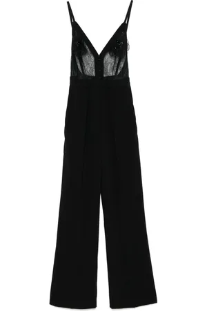 Elisabetta Franchi Floral-embroidered crepe jumpsuit