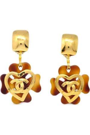CHANEL 1995 CC clover-motif clip-on earrings