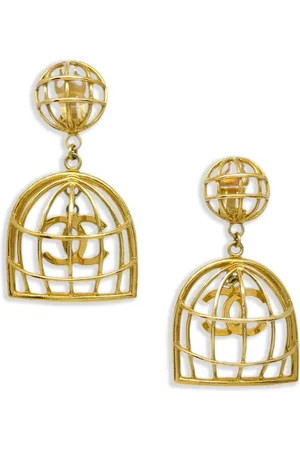 CHANEL 1994 CC birdcage-motif clip-on earrings