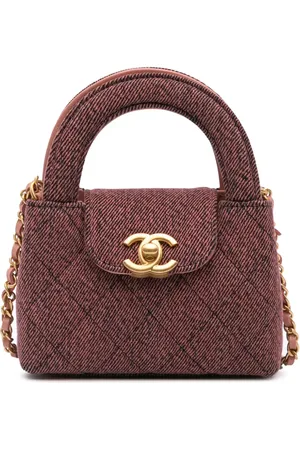 CHANEL 2021-2024 Nano Quilted Denim Kelly Shopper Bag satchel