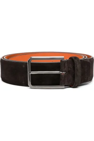 santoni Square-buckle suede belt