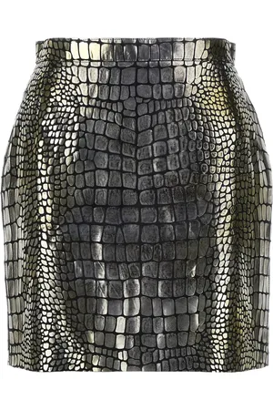 Roberto Cavalli Crocodile-effect leather mini skirt