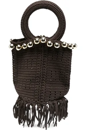 Sandro Small beaded fringed bucket bag