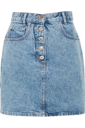 Moschino Logo-engraved buttons denim skirt