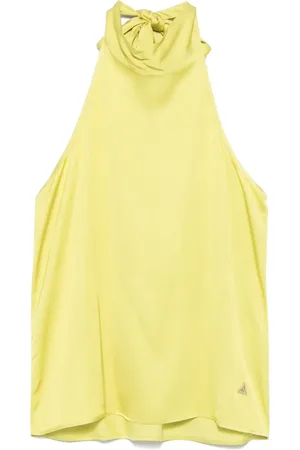 AKEP Attached-scarf satin top