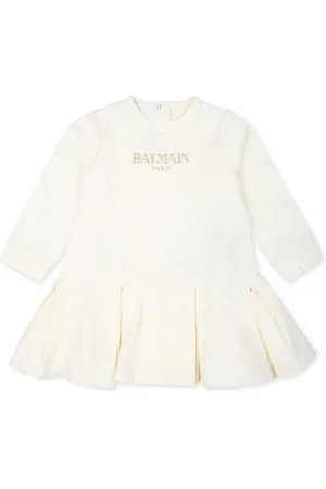 Balmain Embroidered-logo cotton sweatshirt dress