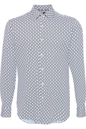 HUGO BOSS Geometric-pattern crepe shirt