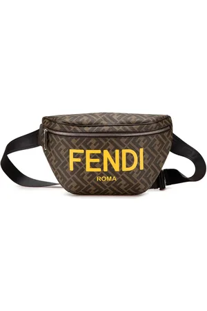Fendi 2000-2010 Shiny Glazed Fabric Vitello Cover FF 1974 Logo belt bag