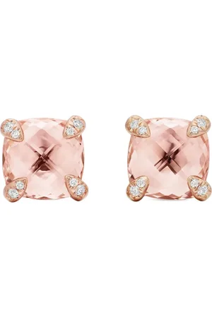 David Yurman 18kt rose gold Chatelaine morganite and diamond stud earrings (8mm)