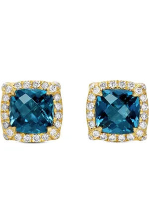 David Yurman 18kt yellow gold Petite Chatelaine topaz and diamond stud earrings (5mm)