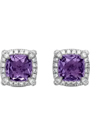 David Yurman Sterling Petite Chatelaine amethyst and diamond stud earrings (5mm)