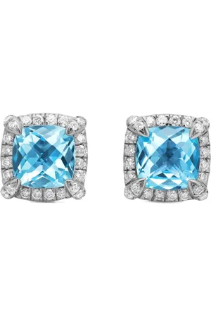 David Yurman Sterling Petite Chatelaine topaz and diamond stud earrings (5mm)
