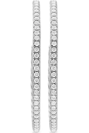 David Yurman Sterling pavé diamond hoop earrings (38mm)