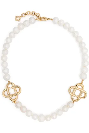Casablanca Medium pearl logo necklace