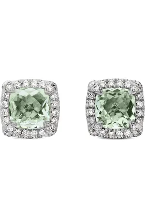 David Yurman Sterling Petite Chatelaine prasiolite and diamond stud earrings (5mm)