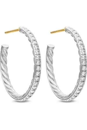 David Yurman Sterling pavé diamond hoop earrings (25.4mm)