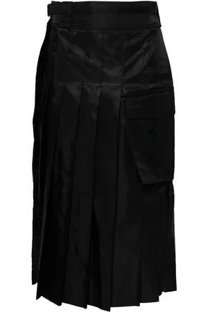 SACAI Pleated twill midi skirt