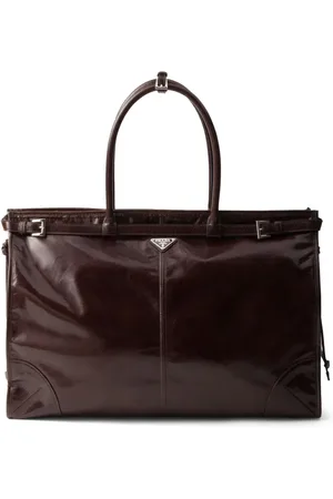 Prada Triangle-logo leather tote bag