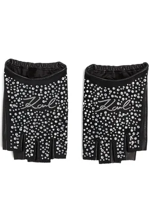 Karl Lagerfeld Signature embellished fingerless gloves