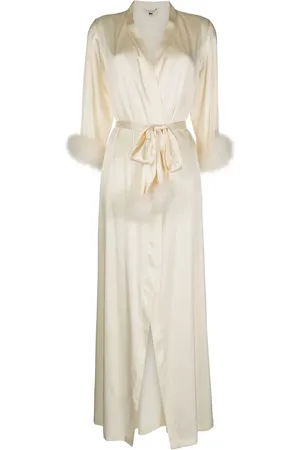 Gilda & Pearl Celeste feather-trim silk robe