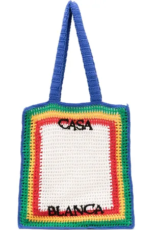Casablanca Striped crochet-knit tote bag