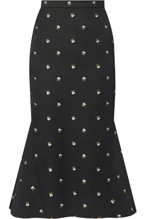 Erdem Floral-jacquard fit-flare pencil skirt