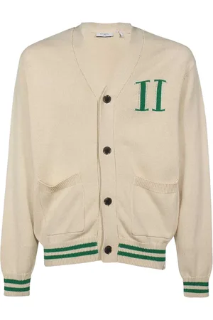 Les Deux Intarsia-knit logo cardigan