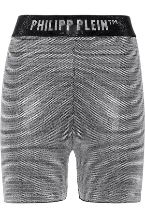 Philipp Plein Logo-print metallic-threading shorts