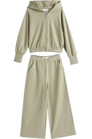 Calvin Klein Hooded zip-up wide-leg tracksuit set