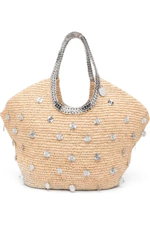 Paco rabanne Large embellished raffia tote bag