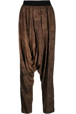 UMA WANG Floral-embroidered drop-crotch trousers