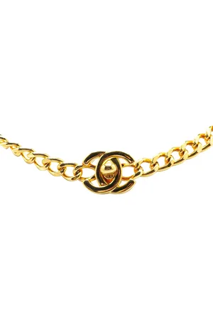 CHANEL 1996 Plated CC Turn Lock Choker Necklace costume necklace