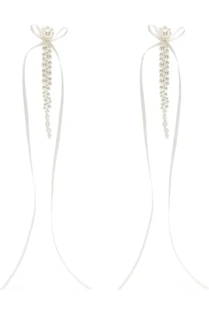 Simone Rocha Slim bow ribbon drip earrings