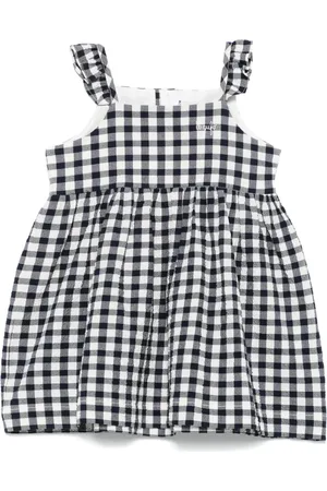 Il gufo Seersucker ruffled dress
