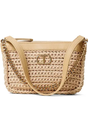Twin-Set Logo raffia shoulder bag