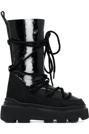 INUIKII Lace-up patent combat boots