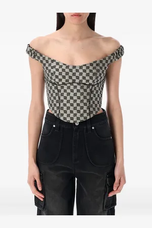 MISBHV Off-shoulder logo-print top