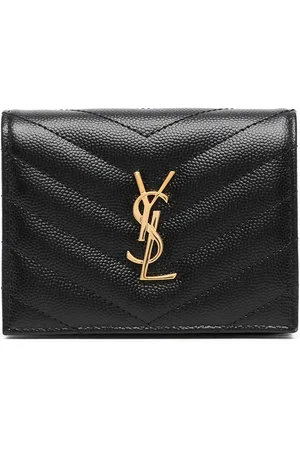 Saint Laurent Pebbled logo plaque cardholder
