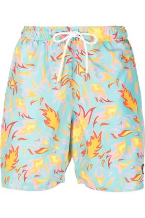 YES I AM Flame-print drawstring swim shorts