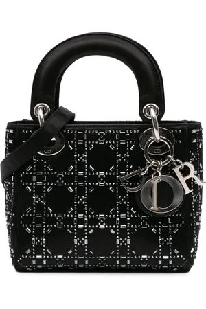 Dior 2018 Mini Satin Cannage Strass Crystal Embellished Lady Dior satchel