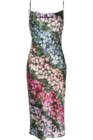 FLEUR DU MAL All-over rose-print slip dress