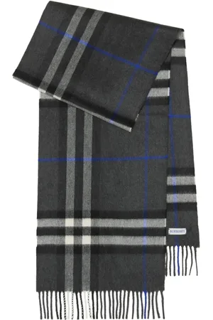 Burberry Check-print fringed cashmere scarf