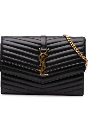 Saint Laurent 2018 Lambskin Chevron Monogram Sulpice Chain Wallet crossbody bag