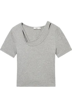 B+AB Asymmetric-neckline T-shirt