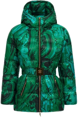 Roberto Cavalli Malachite-print puffer jacket