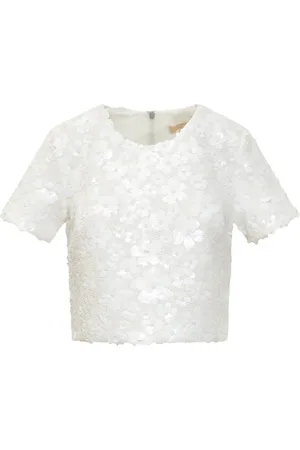 Michael Kors Sequin-floral crop top