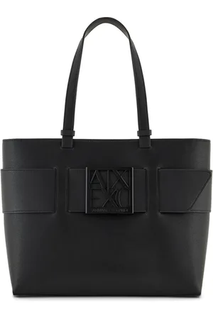 Armani Exchange Logo plaque tote bag