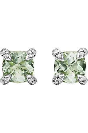 David Yurman Sterling silver Petite Chatelaine prasiolite and diamond stud earrings (6mm)