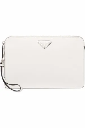 Prada Saffiano triangle-logo pouch